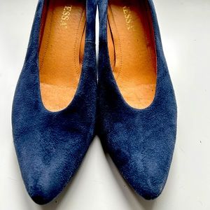 All leather suede navy pumps, size 9